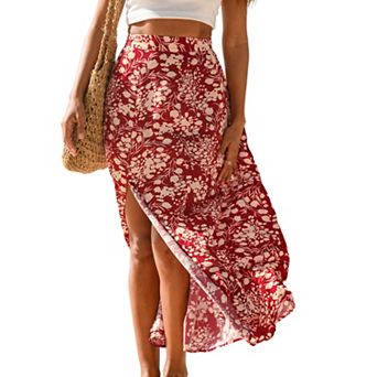Women's Cupshe Split Floral Print Cover-Up Maxi Skirt