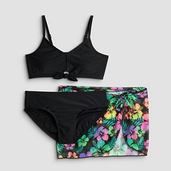 Girls 7-16 Limited Too 3 pc Bikini & Mesh Skirt Swim Set