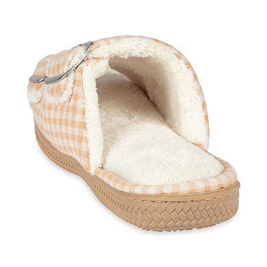 isotoner Women's Gingham Adjustable Double Buckle Sandal Slippers