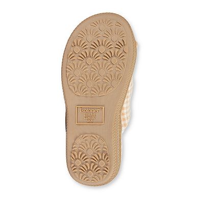 isotoner Women's Gingham Adjustable Double Buckle Sandal Slippers