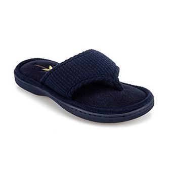 isotoner Women's Embroidered Seersucker Flip Flop Slippers with Memory Foam Comfort