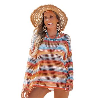 Women's Cupshe Sunset Stripe Cover-Up Long Sleeve Top