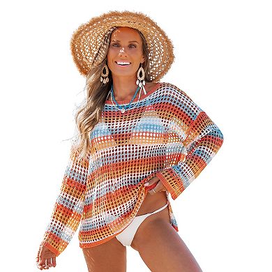 Women's Cupshe Sunset Stripe Cover-Up Long Sleeve Top
