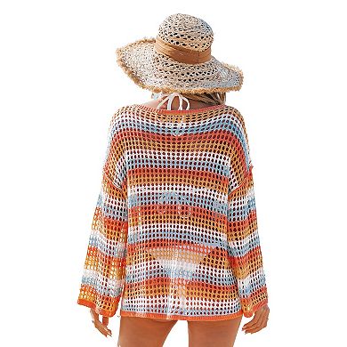 Women's Cupshe Sunset Stripe Cover-Up Long Sleeve Top