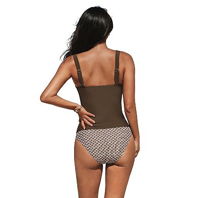 Women's Cupshe U Wire Ruched High Waist Tankini Swim Top & Swim Bottoms Set