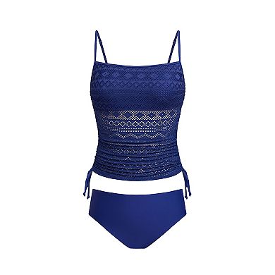 Women's Cupshe Mesh 2-pc. Tankini Swim Top & Mid Rise Swim Bottoms Set
