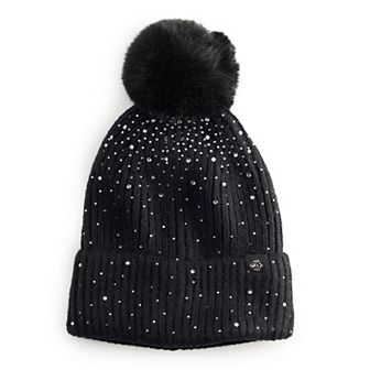 Women's Nanette Lepore Scattered Rhinestone Beanie With Pom Pom