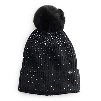Women's Nanette Lepore Scattered Rhinestone Beanie With Pom Pom