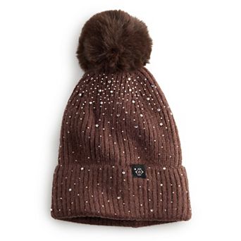 Women's Nanette Lepore Scattered Rhinestone Beanie With Pom Pom