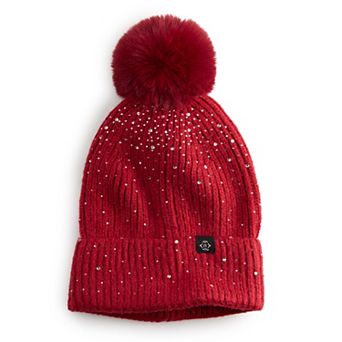 Women's Nanette Lepore Scattered Rhinestone Beanie With Pom Pom