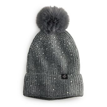 Women's Nanette Lepore Scattered Rhinestone Beanie With Pom Pom