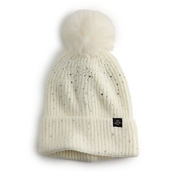 Women's Nanette Lepore Scattered Rhinestone Beanie With Pom Pom
