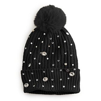 Women's Nanette Lepore Rhinestone Beanie With Pom Pom