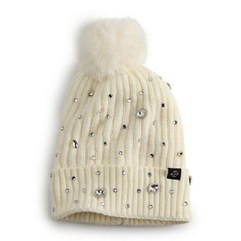 Women's Nanette Lepore Rhinestone Beanie With Pom Pom