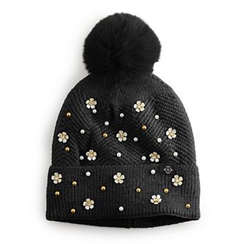 Women's Nanette Lepore Scattered Flower & Faux Pearl Beanie