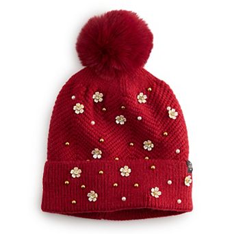 Women's Nanette Lepore Scattered Flower & Faux Pearl Beanie