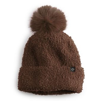 Women's Nanette Lepore Sherpa Beanie With Matching Pom Pom