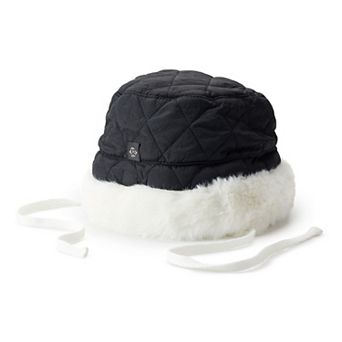 Women's Nanette Lepore Reversible Quilted Bucket Hat With Fur