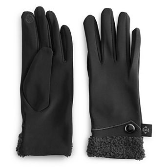 Women's Nanette Lepore Scuba Sherpa Trim Gloves