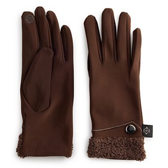 Women's Nanette Lepore Scuba Sherpa Trim Gloves