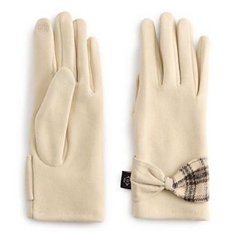 Women's Nanette Lepore Dual Fabric Bow Detail Gloves