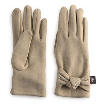 Women's Nanette Lepore Suede-Like Rhinestone Bow Gloves