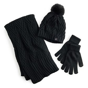 Women's Nanette Lepore 3 pc Braided Scarf, Hat & Gloves Set