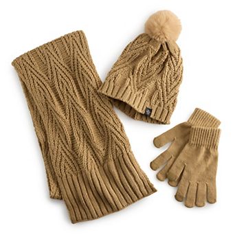 Women's Nanette Lepore 3 pc Braided Scarf, Hat & Gloves Set