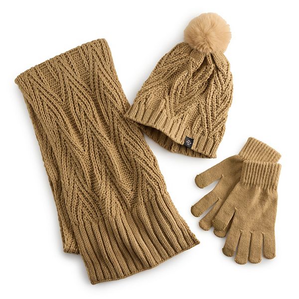 Women's Nanette Lepore 3-pc. Braided Scarf, Hat & Gloves Set