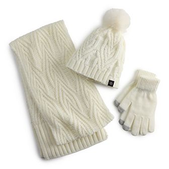 Women's Nanette Lepore 3 pc Braided Scarf, Hat & Gloves Set
