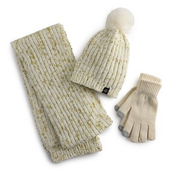 Women's Nanette Lepore 3 pc Lurex Scarf, Hat & Gloves Set