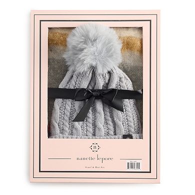 Women's Nanette Lepore Hat & Fringe Scarf Set