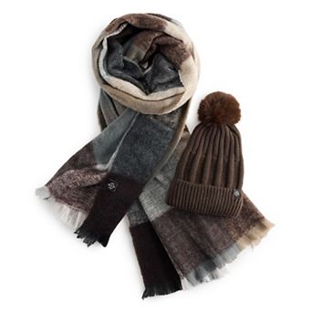 Women's Nanette Lepore Pom Pom Hat & Scarf Set