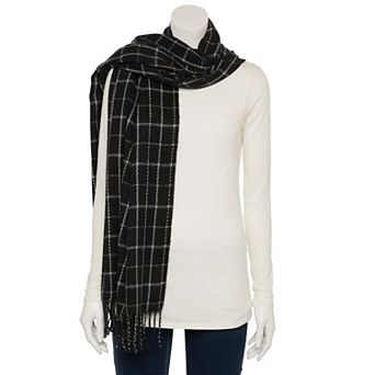 Women's Nanette Lepore Woven Plaid Scarf With Fringe Detail