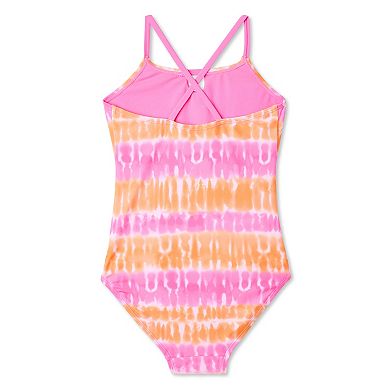Girls 4-16 Breaking Waves Adaptive Keyhole Neckline Cross Back Strap One-Piece Swimsuit
