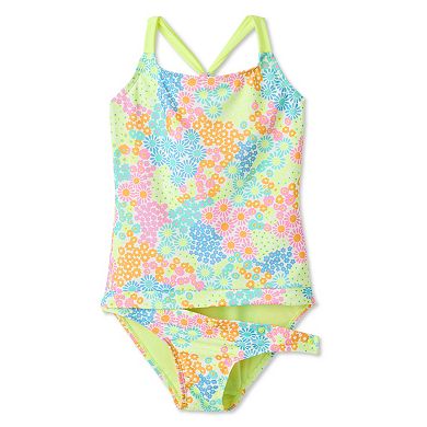 Girls 4-16 Breaking Waves Adaptive Scoop Back Bungee Detail One-Piece Swimsuit