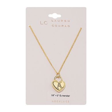 LC Lauren Conrad Gold Tone Initial Heart Pendant Necklace