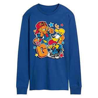 Men's Garfield & Odie Collegiate Vintage Long Sleeve Graphic Tee