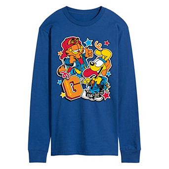 Men's Garfield & Odie Collegiate Vintage Long Sleeve Graphic Tee