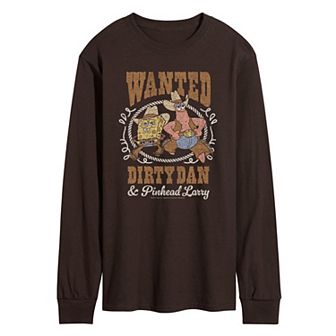 Men's SpongeBob SquarePants Wanted Dirty Dan & Pinhead Larry Graphic Tee