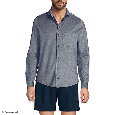 lands end big and tall dress shirts Men's Tall No Iron Supima Cotton Pinpoint Straight Collar Dress Shirt - Lands' End - White