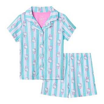 Girls 4-10 Hello Kitty 2 pc Striped Short Sleeve Pajama Top & Pajama Shorts Set