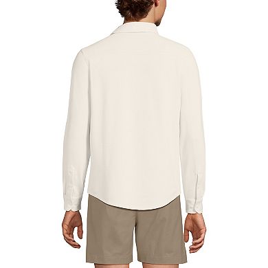 Men's Lands' End Long Sleeve Knit Travel Kit Oxford Shirt