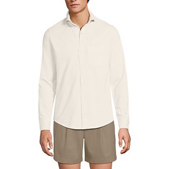 Men's Lands' End Long Sleeve Knit Travel Kit Oxford Shirt