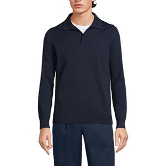 Men's Lands' End Long Sleeve Cotton Sweater Polo