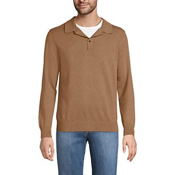 Men's Lands' End Long Sleeve Cotton Sweater Polo