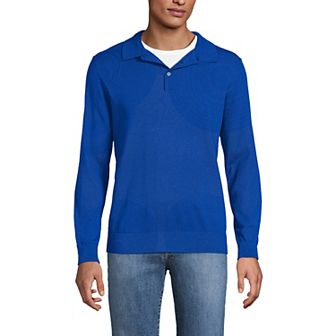 Men's Lands' End Long Sleeve Cotton Sweater Polo