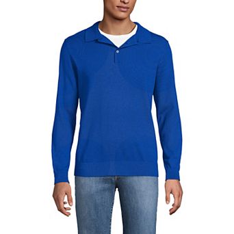Men's Lands' End Long Sleeve Cotton Sweater Polo