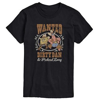 Men's SpongeBob SquarePants Wanted Dirty Dan & Pinhead Larry Graphic Tee