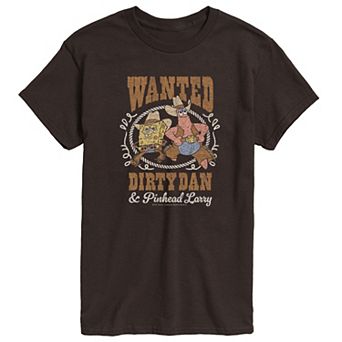 Men's SpongeBob SquarePants Wanted Dirty Dan & Pinhead Larry Graphic Tee